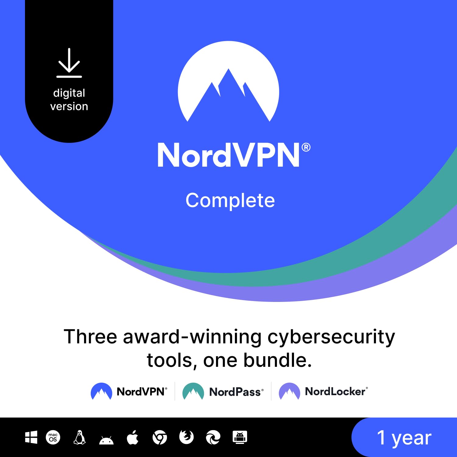 NordVPN Complete, 10 Devices, 1-Year, VPN & Cybersecurity Software Bundle, Digital Code