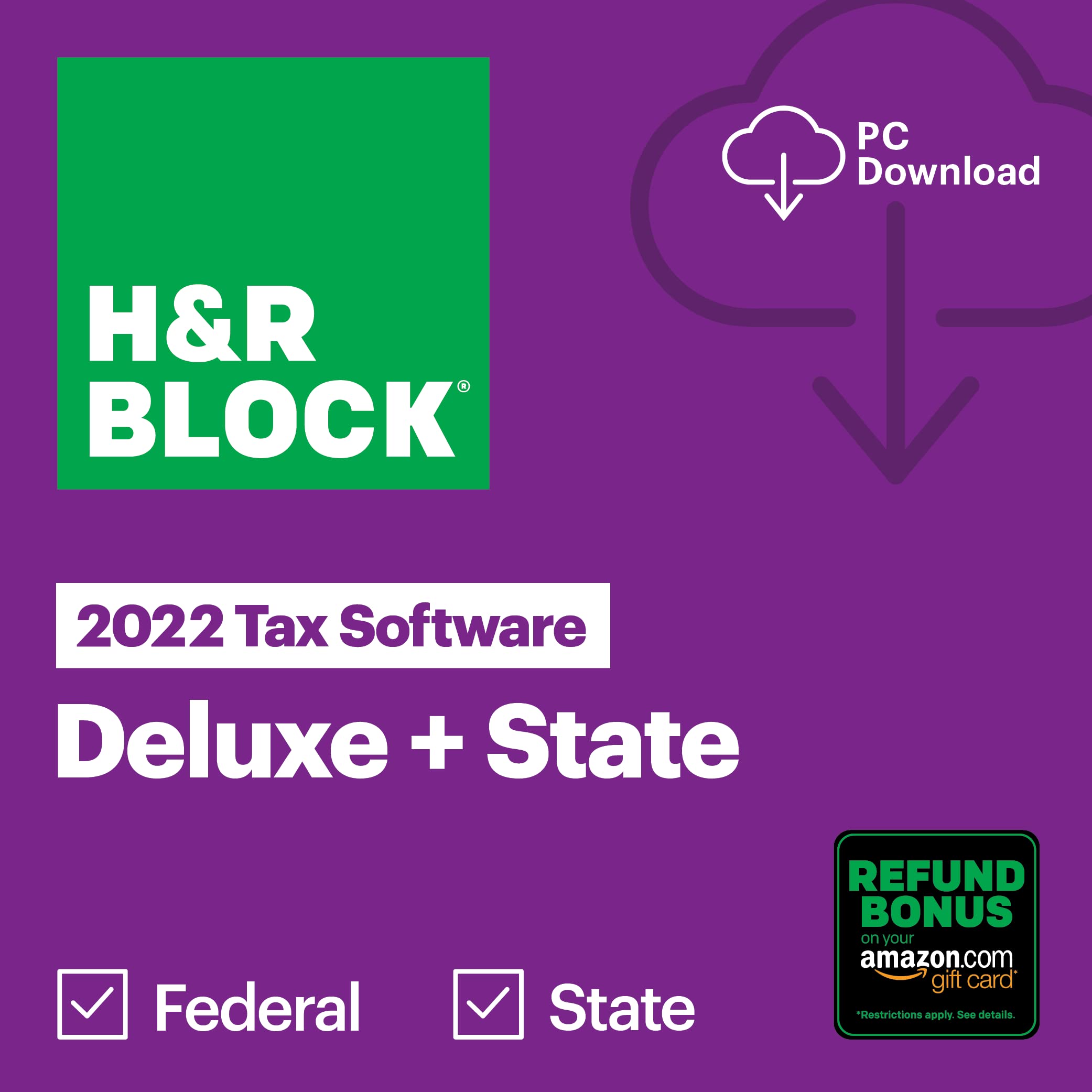 H&R Block Tax Software Deluxe + State 2022 [PC Download]