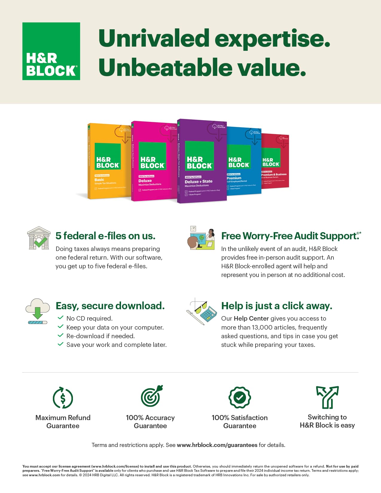 H&R Block Tax Software Premium 2024 Win/Ma [PC/Mac Online Code]