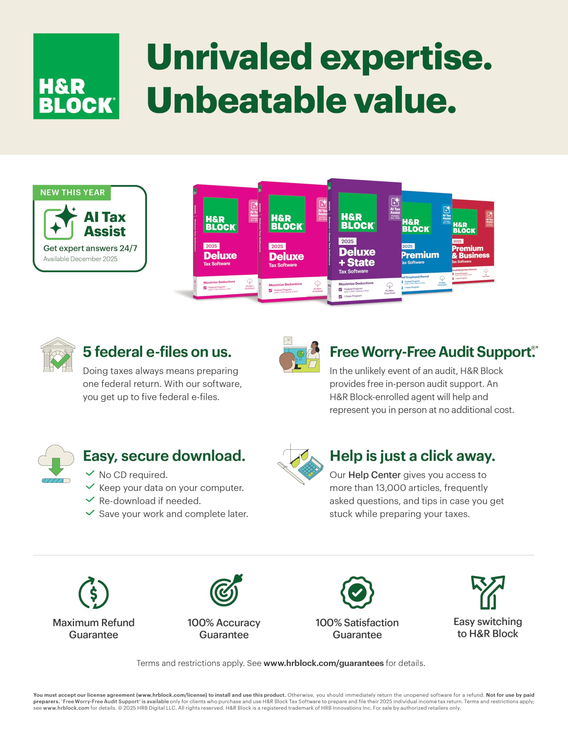 H&R Block Tax Software Premium & Business 2025 Win [PC Online code]