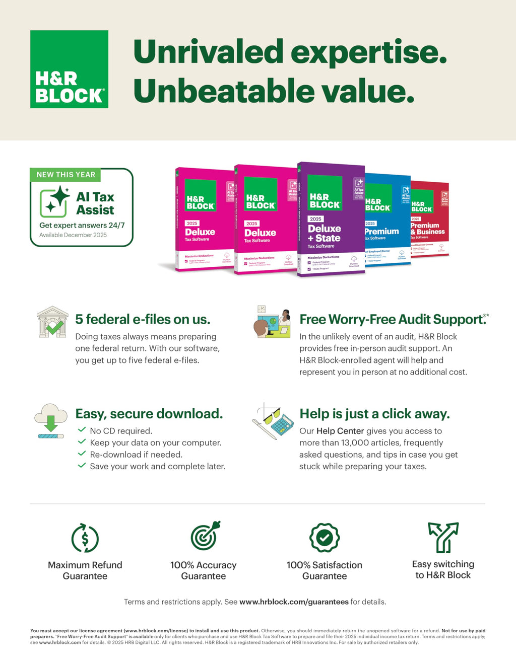 H&R Block Tax Software Premium 2025 Win/Mac [PC/Mac Online Code]